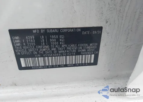 2020 Subaru Impreza Sedan from USA, damaged, VIN 4S3GKAB66L3615218